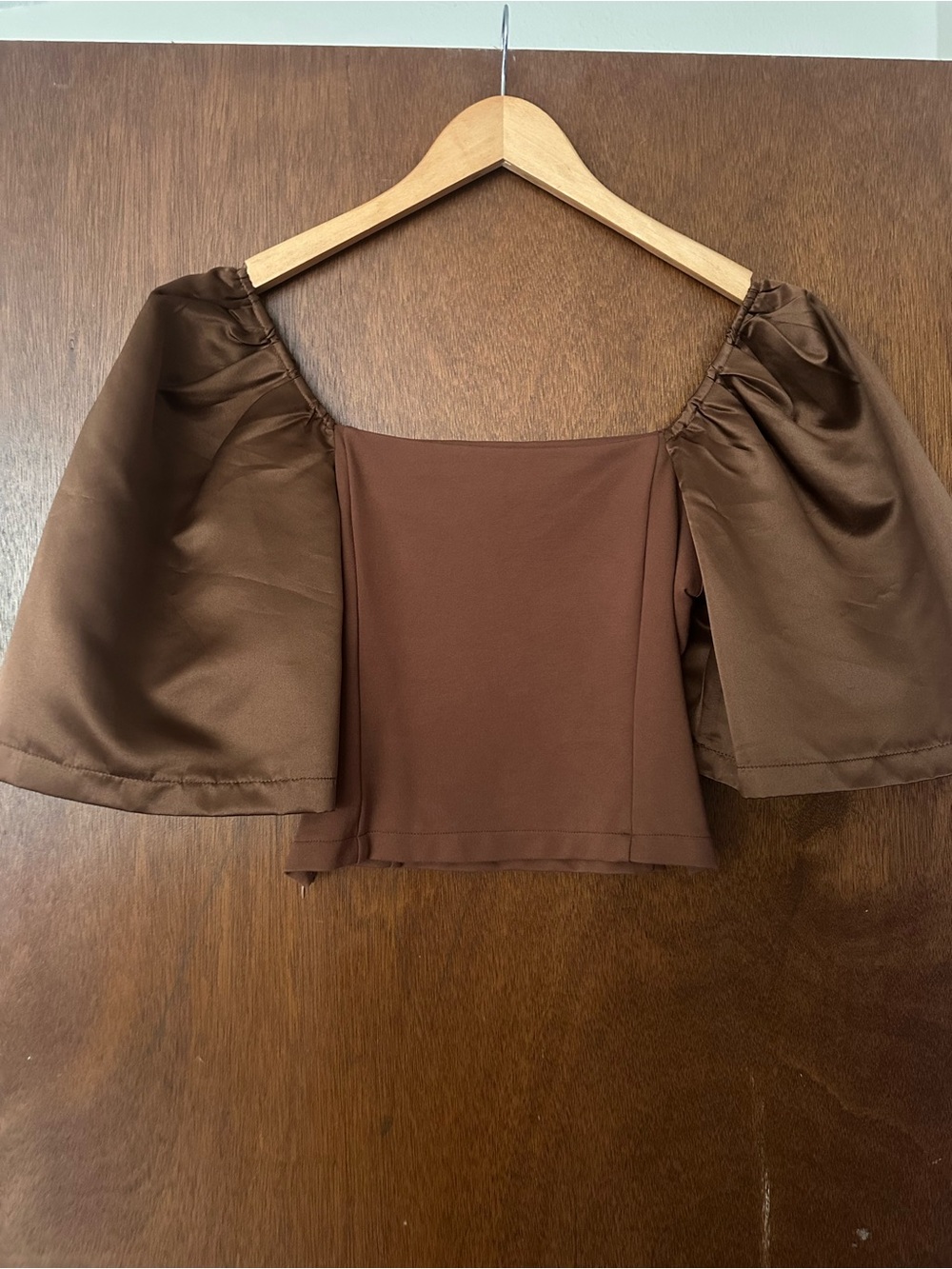 Brown Bubble Sleeve Top